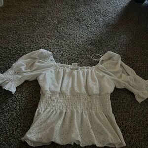 Ruffly white off the shoulder t shirt